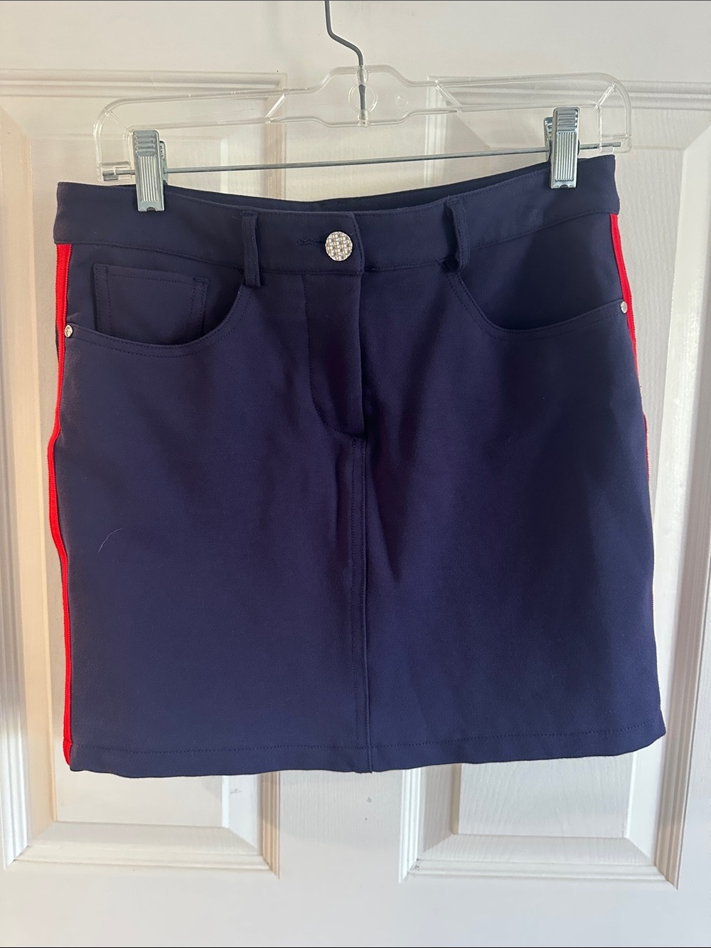 Navy Skort with Red Side Stripe - Women